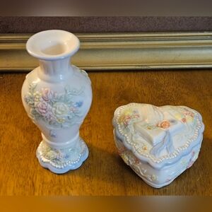 Cornerstone Creations Designer Collection Memory Embossed Vase and Heart Box Set